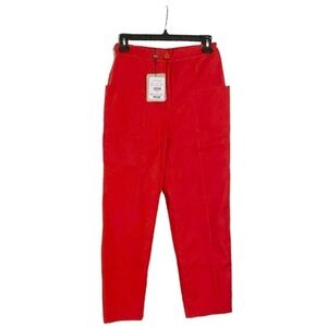 NEW Iorane x Revolve Red Pants Cropped High Waist Trousers Pockets Size 36 / XS